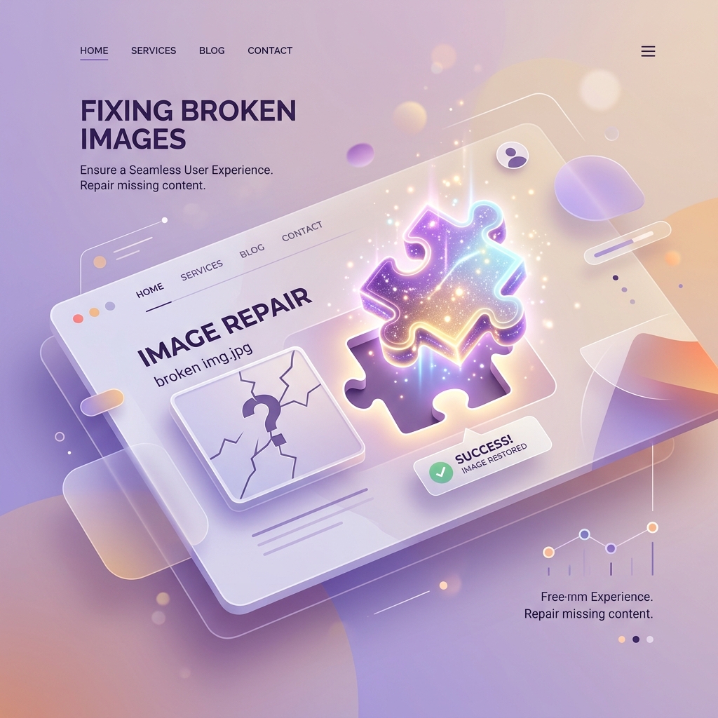 Illustration representing broken image links, related to the Image URL Checker tool on Crawlie